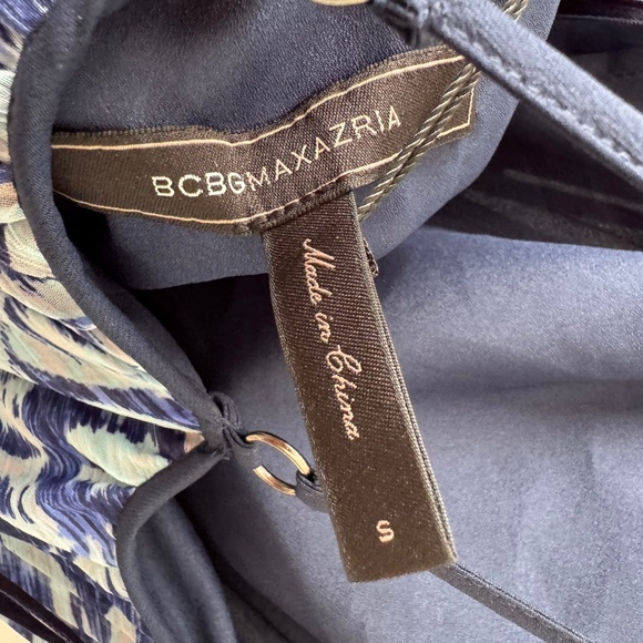 BCBGMaxAzria Juna Print Blocked Pleated Maxi Dress Navy  NWT S - Picture 6 of 9